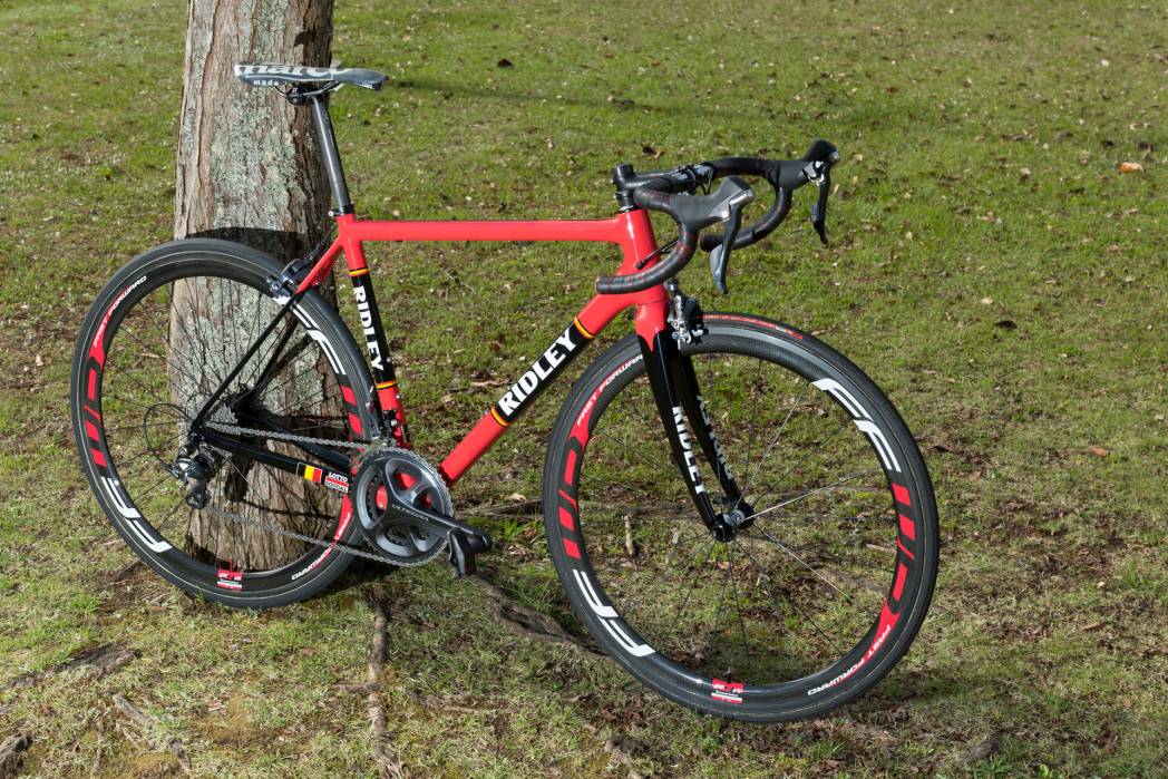 販売商品RIDLEY リドレー HELIUM X フルカーボン SHIMANO 105 アルテグラ SRAM MIX WH-RS010 ホイール ロードバイク 2018年 XS 中古 O6448374 460mm～